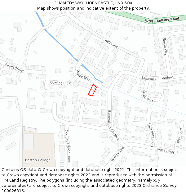 3, MALTBY WAY, HORNCASTLE, LN9 6QX: Location map and indicative extent of plot