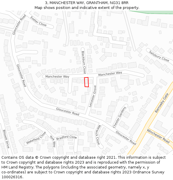 3, MANCHESTER WAY, GRANTHAM, NG31 8RR: Location map and indicative extent of plot