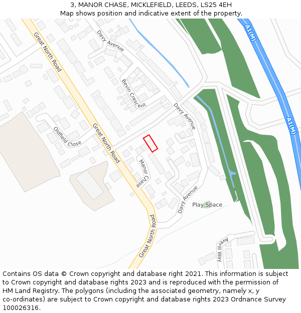 3, MANOR CHASE, MICKLEFIELD, LEEDS, LS25 4EH: Location map and indicative extent of plot