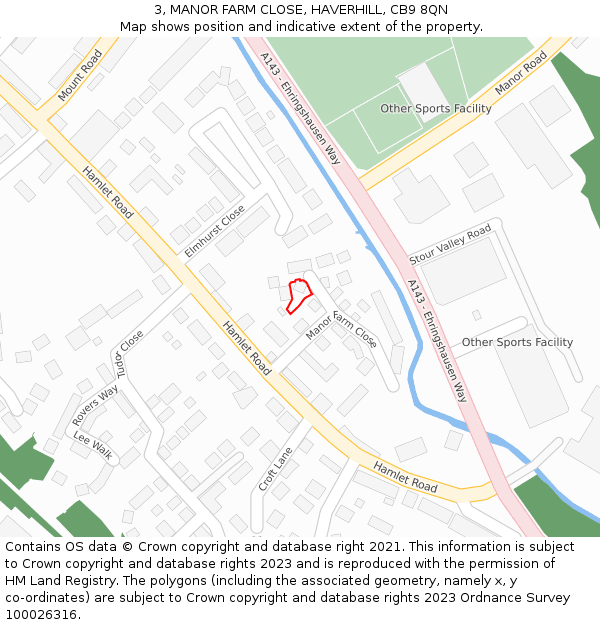 3, MANOR FARM CLOSE, HAVERHILL, CB9 8QN: Location map and indicative extent of plot