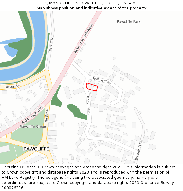 3, MANOR FIELDS, RAWCLIFFE, GOOLE, DN14 8TL: Location map and indicative extent of plot