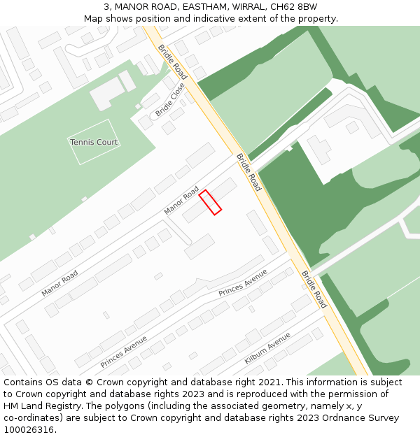 3, MANOR ROAD, EASTHAM, WIRRAL, CH62 8BW: Location map and indicative extent of plot