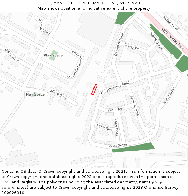 3, MANSFIELD PLACE, MAIDSTONE, ME15 9ZR: Location map and indicative extent of plot