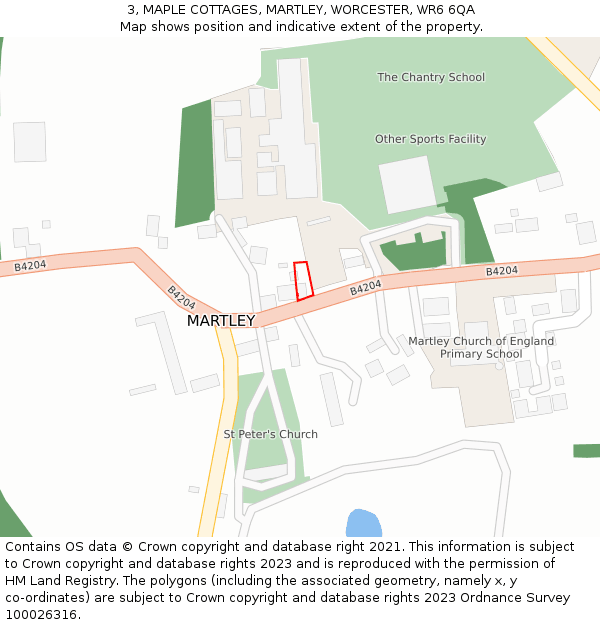 3, MAPLE COTTAGES, MARTLEY, WORCESTER, WR6 6QA: Location map and indicative extent of plot