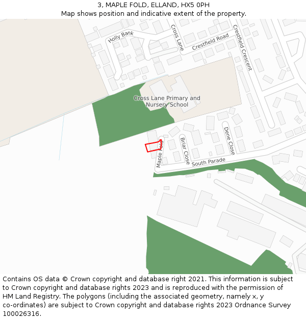 3, MAPLE FOLD, ELLAND, HX5 0PH: Location map and indicative extent of plot
