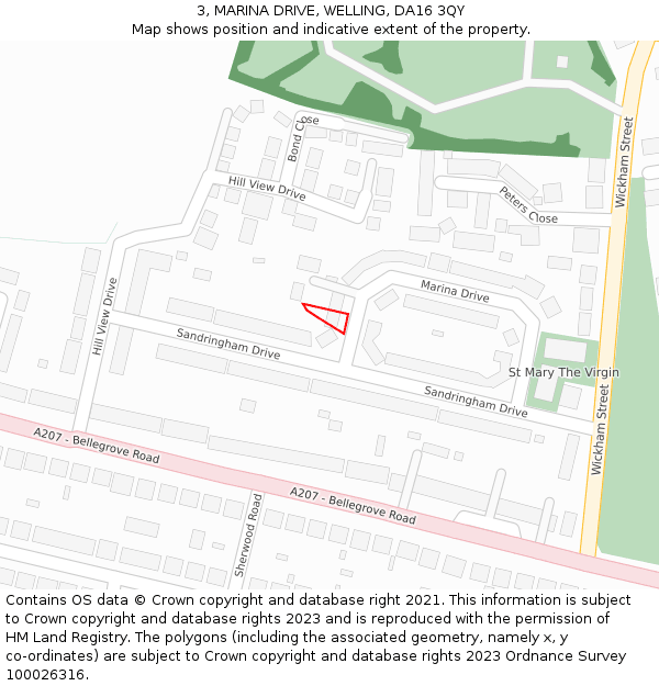 3, MARINA DRIVE, WELLING, DA16 3QY: Location map and indicative extent of plot