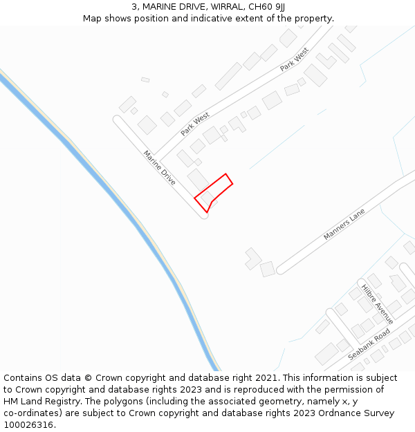 3, MARINE DRIVE, WIRRAL, CH60 9JJ: Location map and indicative extent of plot