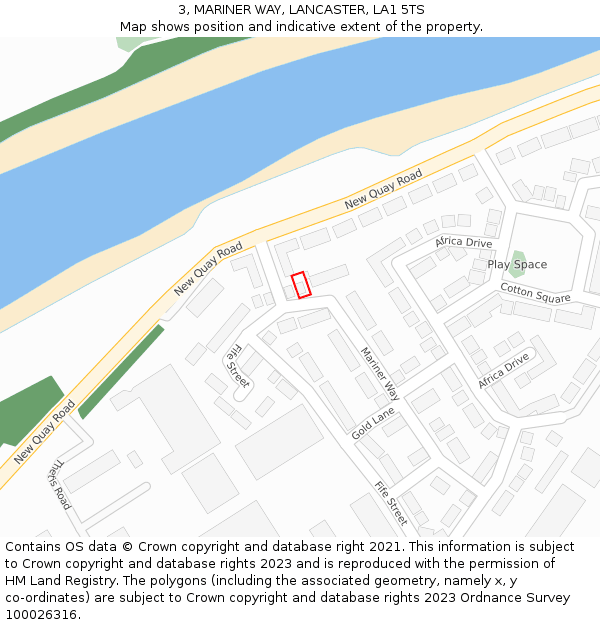 3, MARINER WAY, LANCASTER, LA1 5TS: Location map and indicative extent of plot