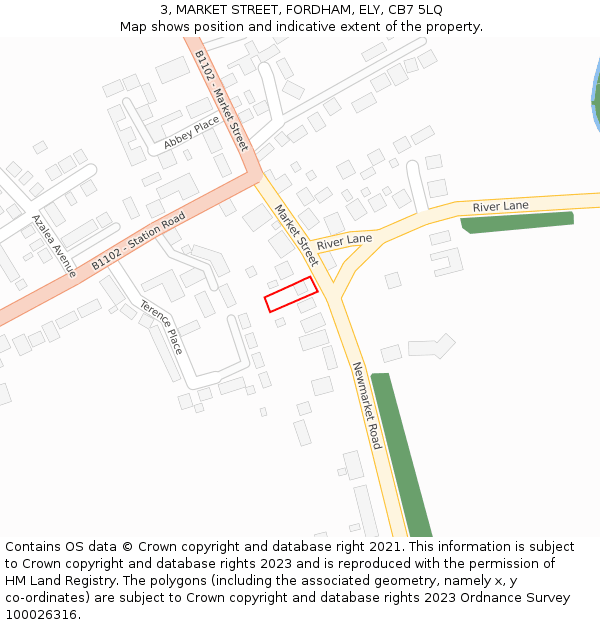 3, MARKET STREET, FORDHAM, ELY, CB7 5LQ: Location map and indicative extent of plot