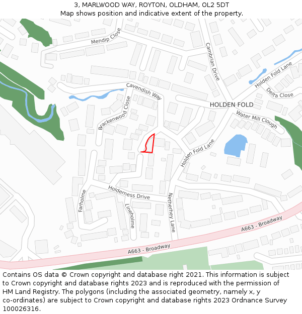 3, MARLWOOD WAY, ROYTON, OLDHAM, OL2 5DT: Location map and indicative extent of plot