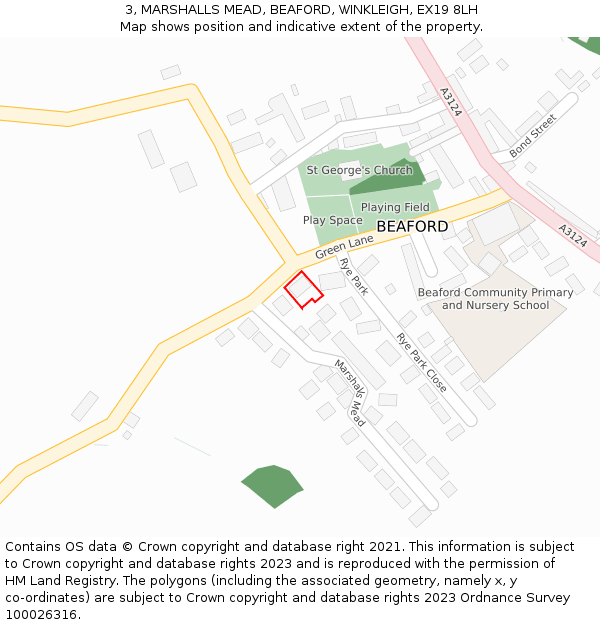3, MARSHALLS MEAD, BEAFORD, WINKLEIGH, EX19 8LH: Location map and indicative extent of plot