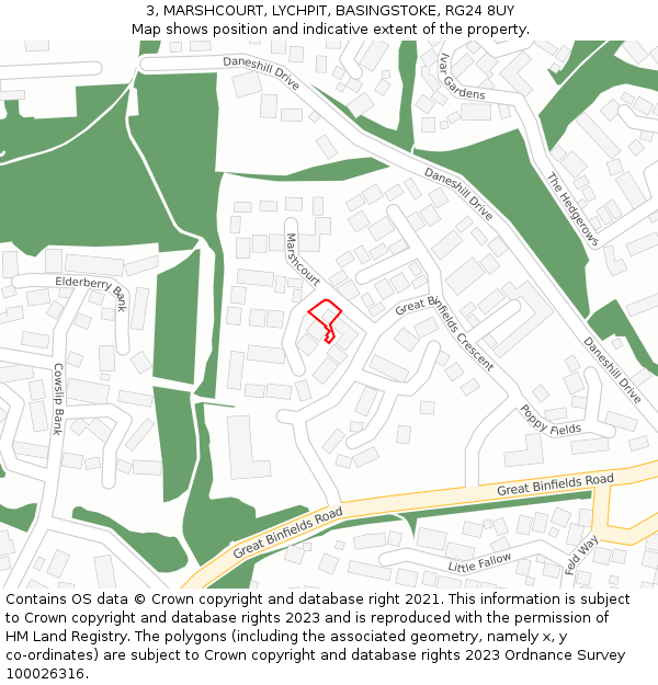3, MARSHCOURT, LYCHPIT, BASINGSTOKE, RG24 8UY: Location map and indicative extent of plot