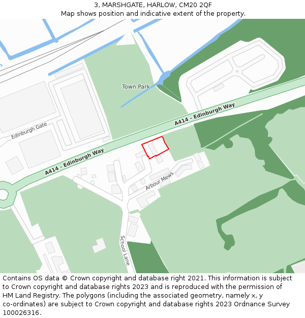 3, MARSHGATE, HARLOW, CM20 2QF: Location map and indicative extent of plot