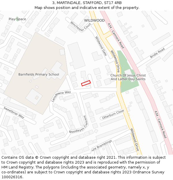 3, MARTINDALE, STAFFORD, ST17 4RB: Location map and indicative extent of plot