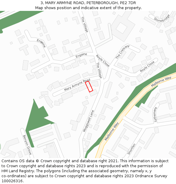 3, MARY ARMYNE ROAD, PETERBOROUGH, PE2 7DR: Location map and indicative extent of plot