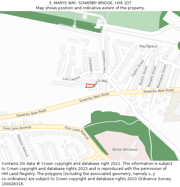 3, MARYS WAY, SOWERBY BRIDGE, HX6 1DT: Location map and indicative extent of plot