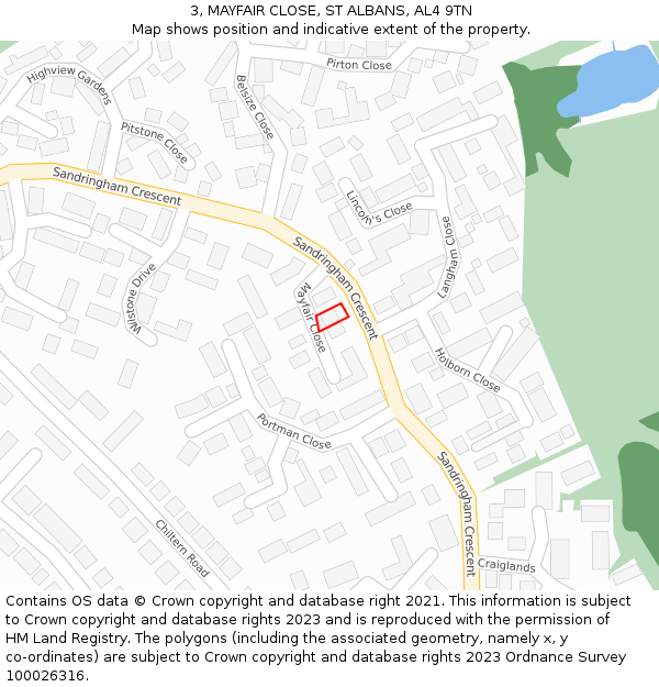 3, MAYFAIR CLOSE, ST ALBANS, AL4 9TN: Location map and indicative extent of plot