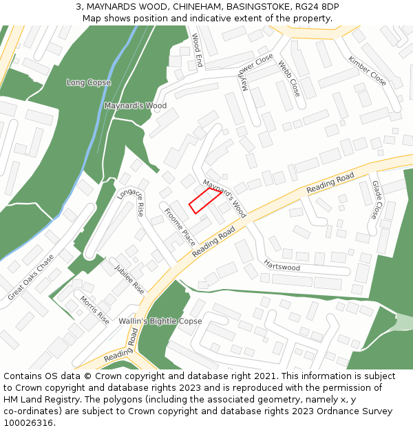 3, MAYNARDS WOOD, CHINEHAM, BASINGSTOKE, RG24 8DP: Location map and indicative extent of plot