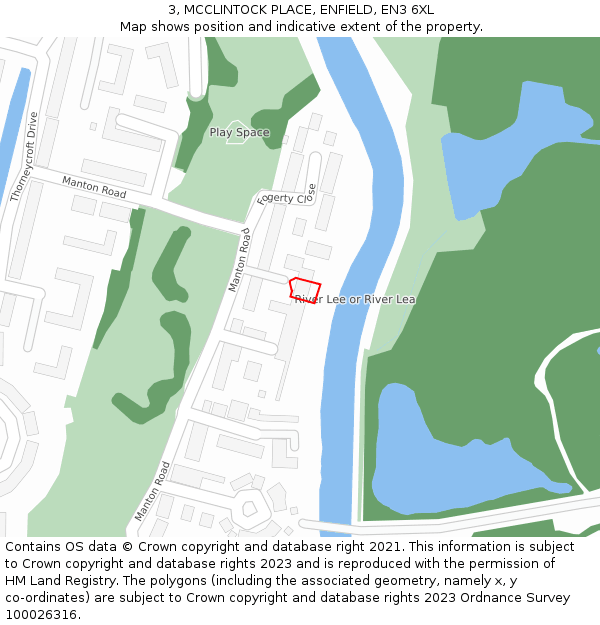 3, MCCLINTOCK PLACE, ENFIELD, EN3 6XL: Location map and indicative extent of plot