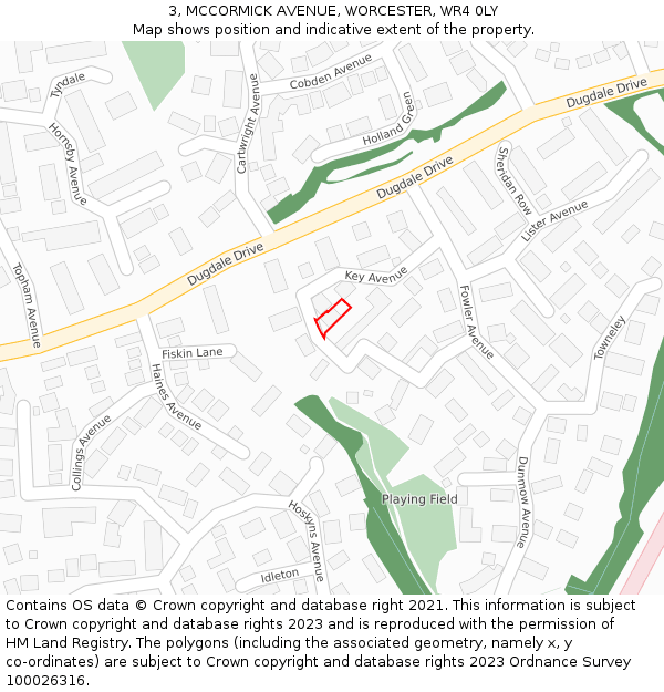 3, MCCORMICK AVENUE, WORCESTER, WR4 0LY: Location map and indicative extent of plot