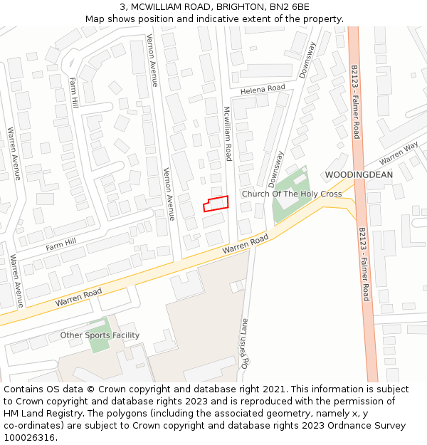 3, MCWILLIAM ROAD, BRIGHTON, BN2 6BE: Location map and indicative extent of plot
