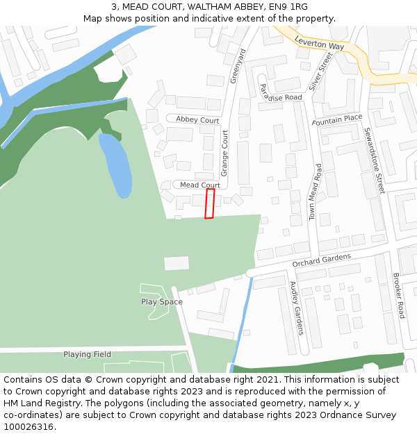 3, MEAD COURT, WALTHAM ABBEY, EN9 1RG: Location map and indicative extent of plot