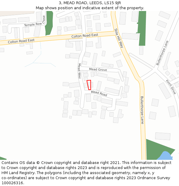 3, MEAD ROAD, LEEDS, LS15 9JR: Location map and indicative extent of plot