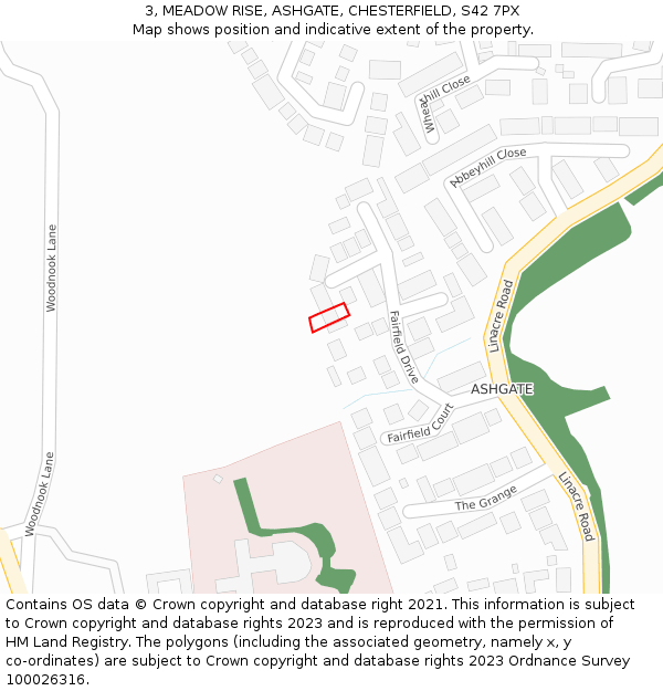 3, MEADOW RISE, ASHGATE, CHESTERFIELD, S42 7PX: Location map and indicative extent of plot