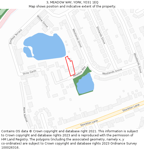 3, MEADOW WAY, YORK, YO31 1EQ: Location map and indicative extent of plot