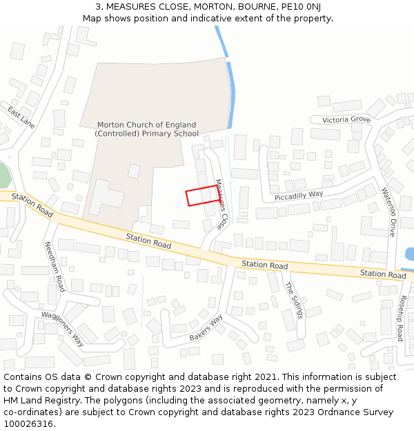 3, MEASURES CLOSE, MORTON, BOURNE, PE10 0NJ: Location map and indicative extent of plot