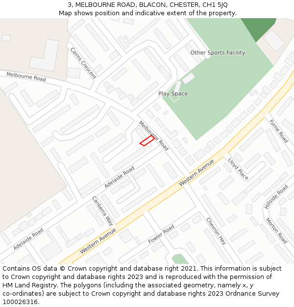 3, MELBOURNE ROAD, BLACON, CHESTER, CH1 5JQ: Location map and indicative extent of plot