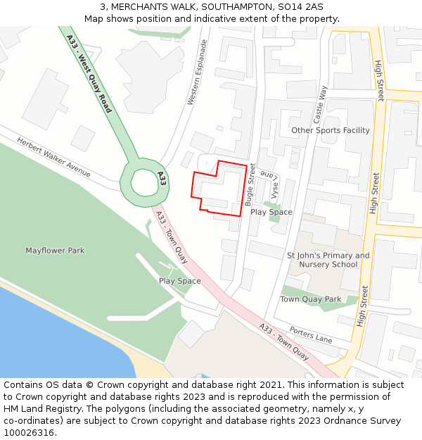 3, MERCHANTS WALK, SOUTHAMPTON, SO14 2AS: Location map and indicative extent of plot