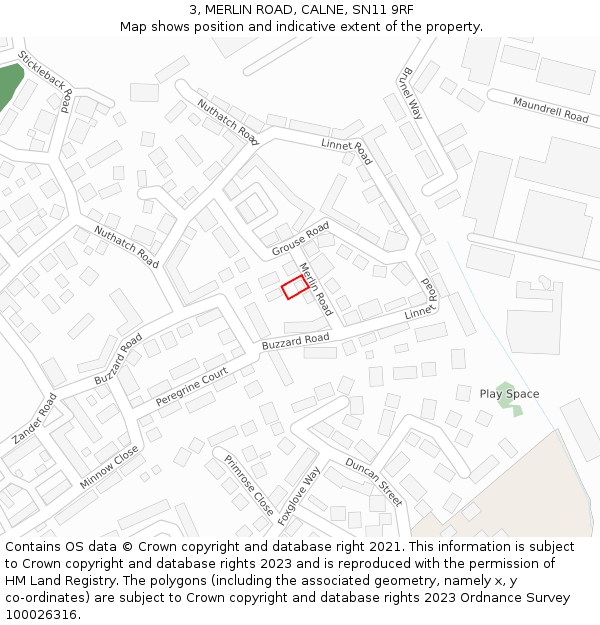 3, MERLIN ROAD, CALNE, SN11 9RF: Location map and indicative extent of plot