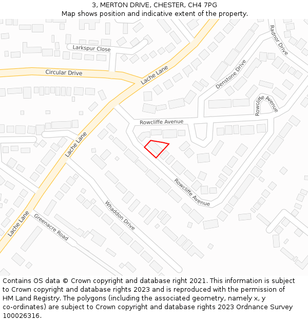 3, MERTON DRIVE, CHESTER, CH4 7PG: Location map and indicative extent of plot