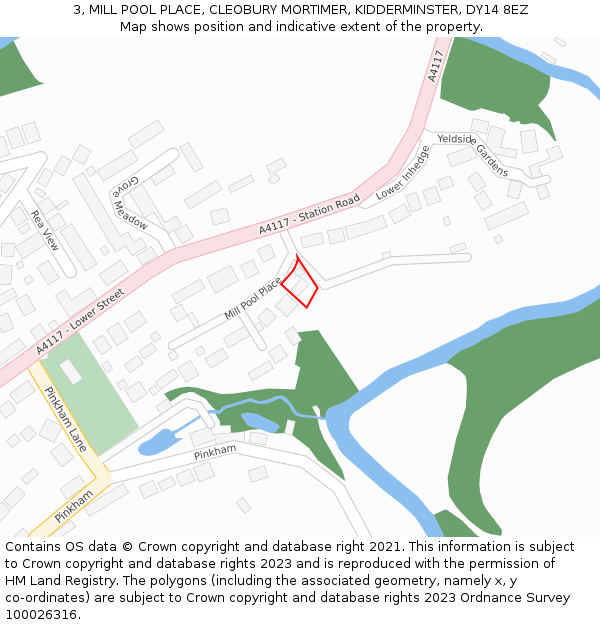 3, MILL POOL PLACE, CLEOBURY MORTIMER, KIDDERMINSTER, DY14 8EZ: Location map and indicative extent of plot