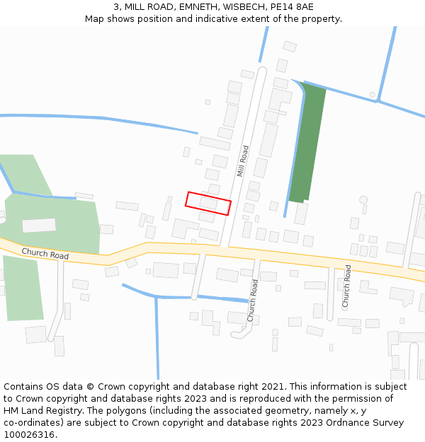 3, MILL ROAD, EMNETH, WISBECH, PE14 8AE: Location map and indicative extent of plot