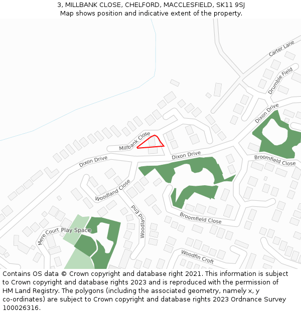 3, MILLBANK CLOSE, CHELFORD, MACCLESFIELD, SK11 9SJ: Location map and indicative extent of plot