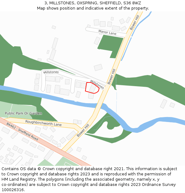 3, MILLSTONES, OXSPRING, SHEFFIELD, S36 8WZ: Location map and indicative extent of plot