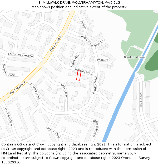 3, MILLWALK DRIVE, WOLVERHAMPTON, WV9 5LG: Location map and indicative extent of plot