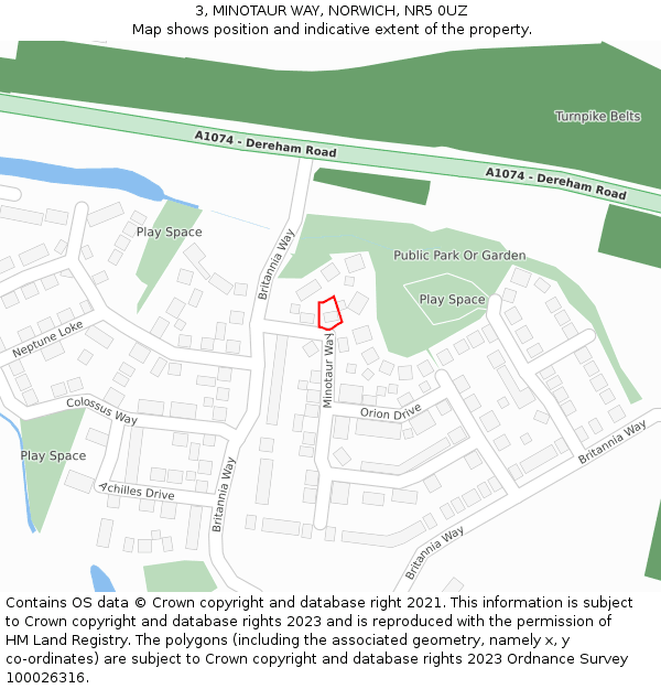 3, MINOTAUR WAY, NORWICH, NR5 0UZ: Location map and indicative extent of plot