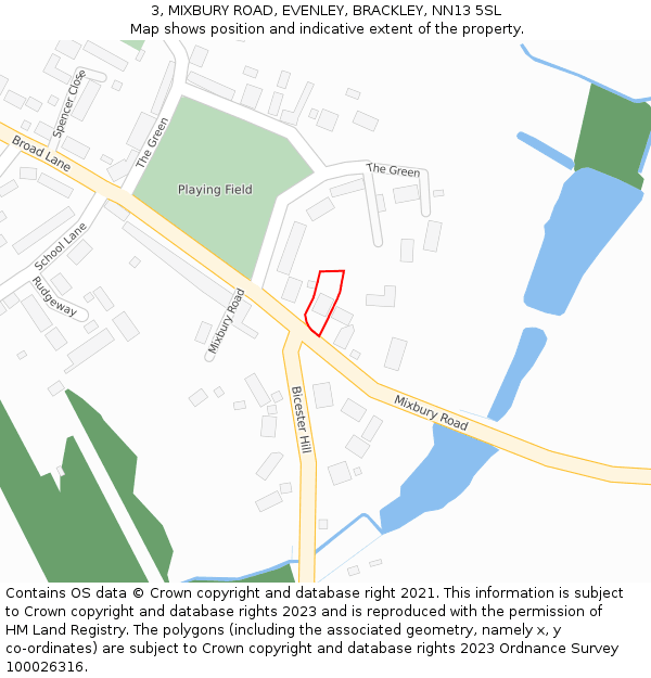 3, MIXBURY ROAD, EVENLEY, BRACKLEY, NN13 5SL: Location map and indicative extent of plot