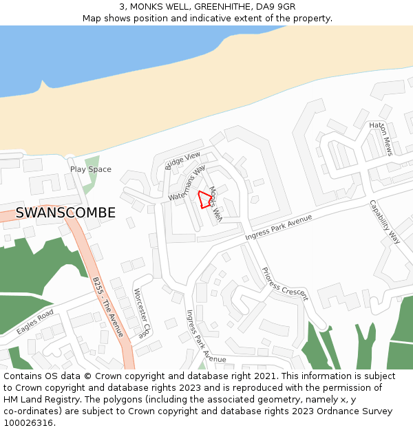 3, MONKS WELL, GREENHITHE, DA9 9GR: Location map and indicative extent of plot