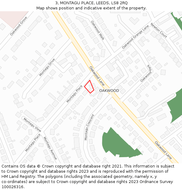 3, MONTAGU PLACE, LEEDS, LS8 2RQ: Location map and indicative extent of plot