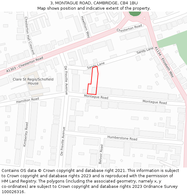 3, MONTAGUE ROAD, CAMBRIDGE, CB4 1BU: Location map and indicative extent of plot