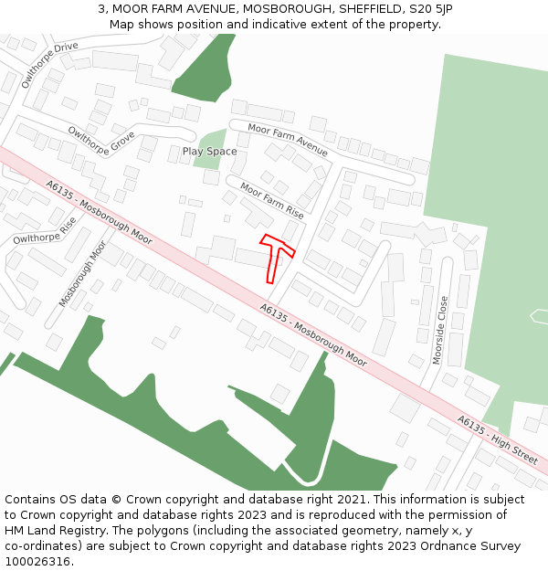 3, MOOR FARM AVENUE, MOSBOROUGH, SHEFFIELD, S20 5JP: Location map and indicative extent of plot