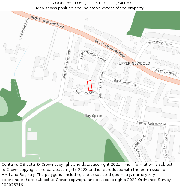 3, MOORHAY CLOSE, CHESTERFIELD, S41 8XF: Location map and indicative extent of plot