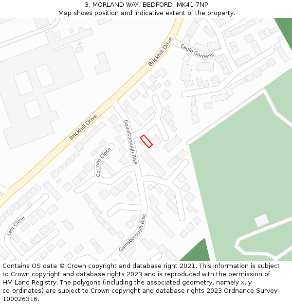 3, MORLAND WAY, BEDFORD, MK41 7NP: Location map and indicative extent of plot