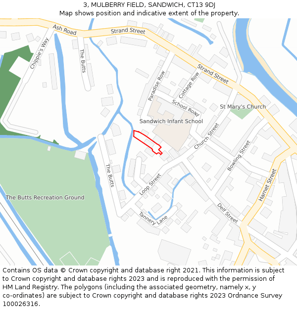 3, MULBERRY FIELD, SANDWICH, CT13 9DJ: Location map and indicative extent of plot