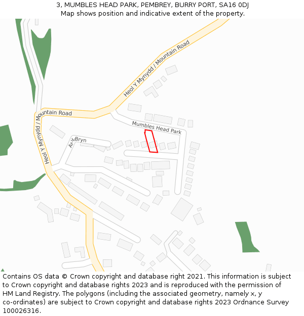 3, MUMBLES HEAD PARK, PEMBREY, BURRY PORT, SA16 0DJ: Location map and indicative extent of plot