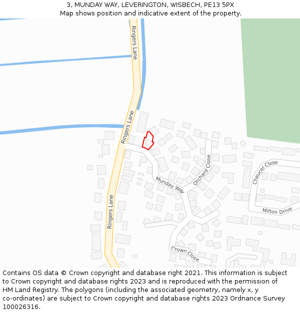 3, MUNDAY WAY, LEVERINGTON, WISBECH, PE13 5PX: Location map and indicative extent of plot